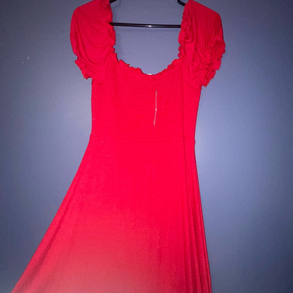Red sundress with cap sleeves